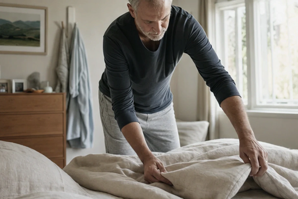 Authentischer Handgriff im Schlafalltag zu Ikea Matratze für Allergiker mit Blick auf Modellaufbau