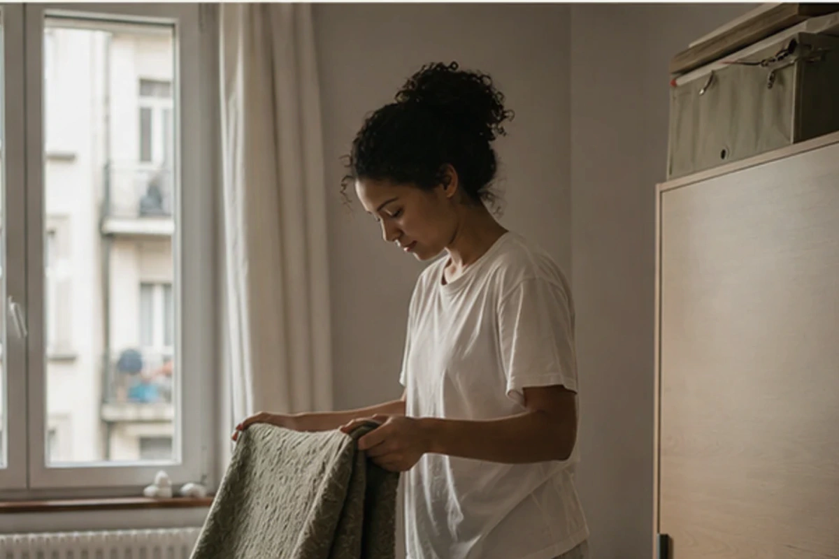 Authentischer Handgriff im Schlafalltag zu Ikea Matratze für schwere Personen mit Blick auf Modellaufbau