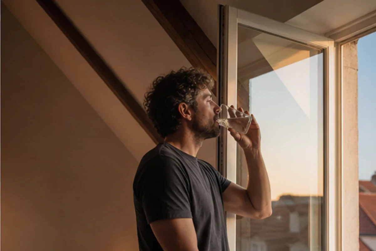 Authentischer Handgriff im Schlafalltag zu Tempur Matratze für Allergiker mit Blick auf Modellaufbau