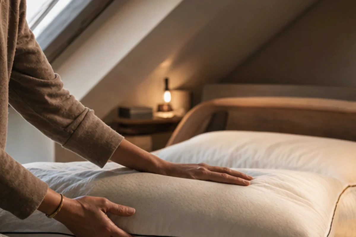 Authentischer Handgriff im Schlafalltag zu Jetlag auf Langstrecke mit Blick auf Packmaß