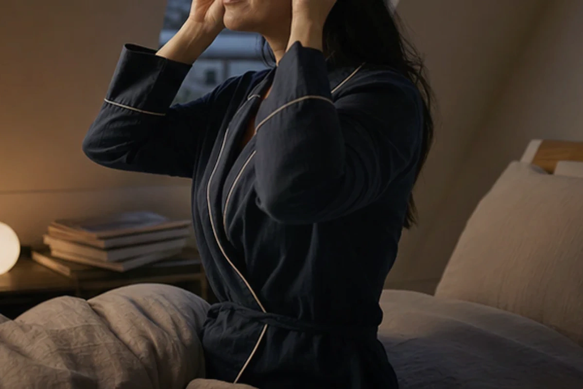 Authentischer Handgriff im Schlafalltag zu Abendroutine bei Stress mit Blick auf Rhythmus