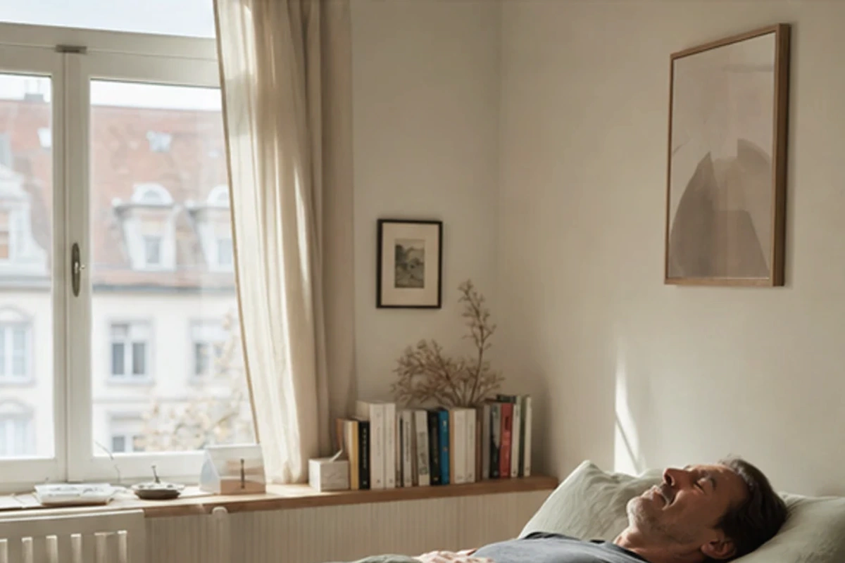 Authentischer Handgriff im Schlafalltag zu Abendroutine Hausmittel mit Blick auf Rhythmus