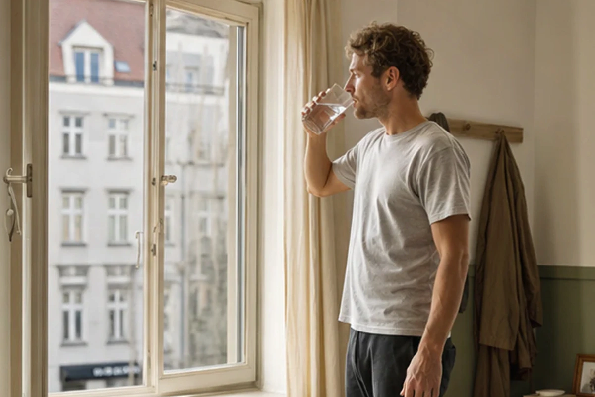 Auswahlsituation zu Einschlafen ohne Handy für Paare: Abendlicht und Gedankenentlastung im Blick