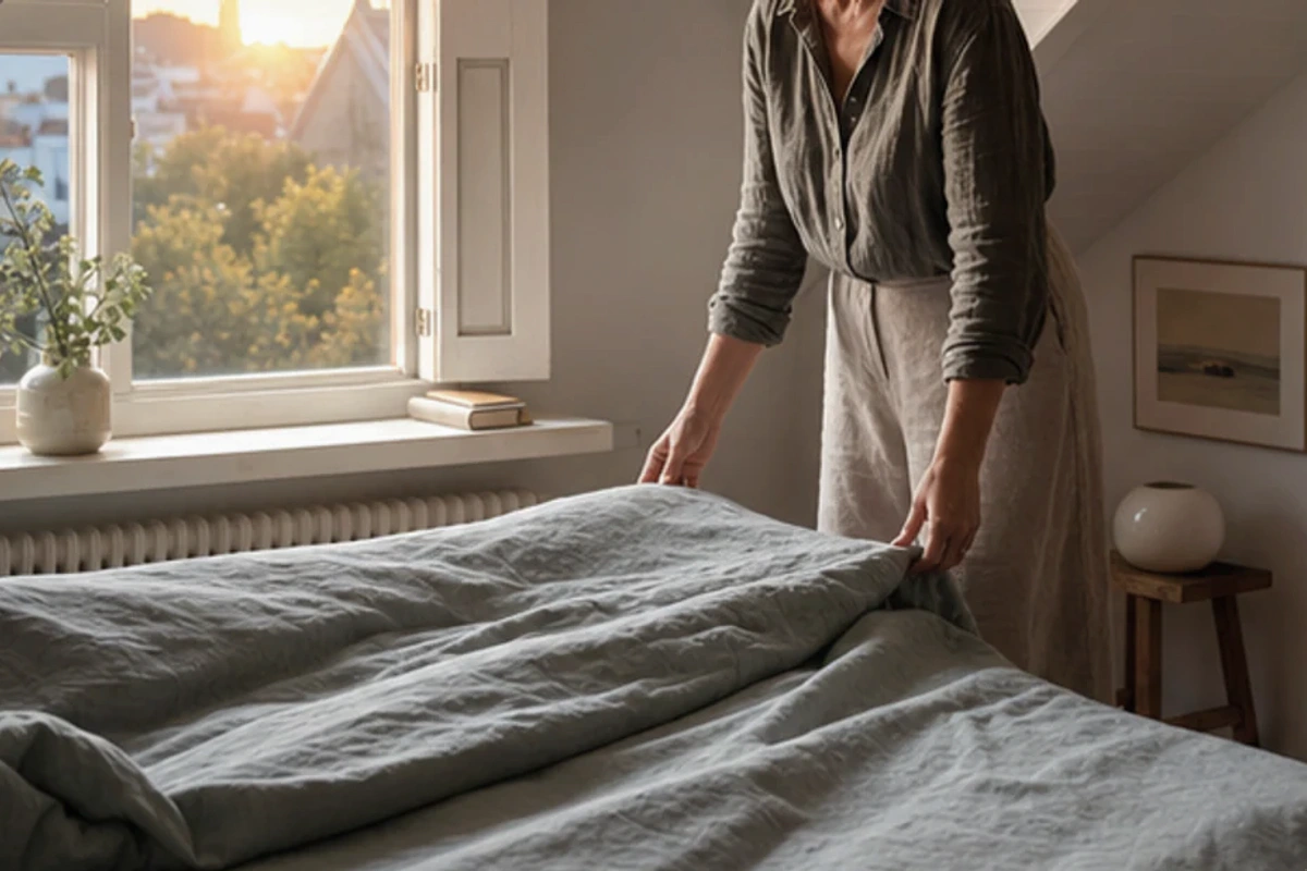 Authentischer Handgriff im Schlafalltag zu spät müde werden häufige Fehler mit Blick auf Abendlicht