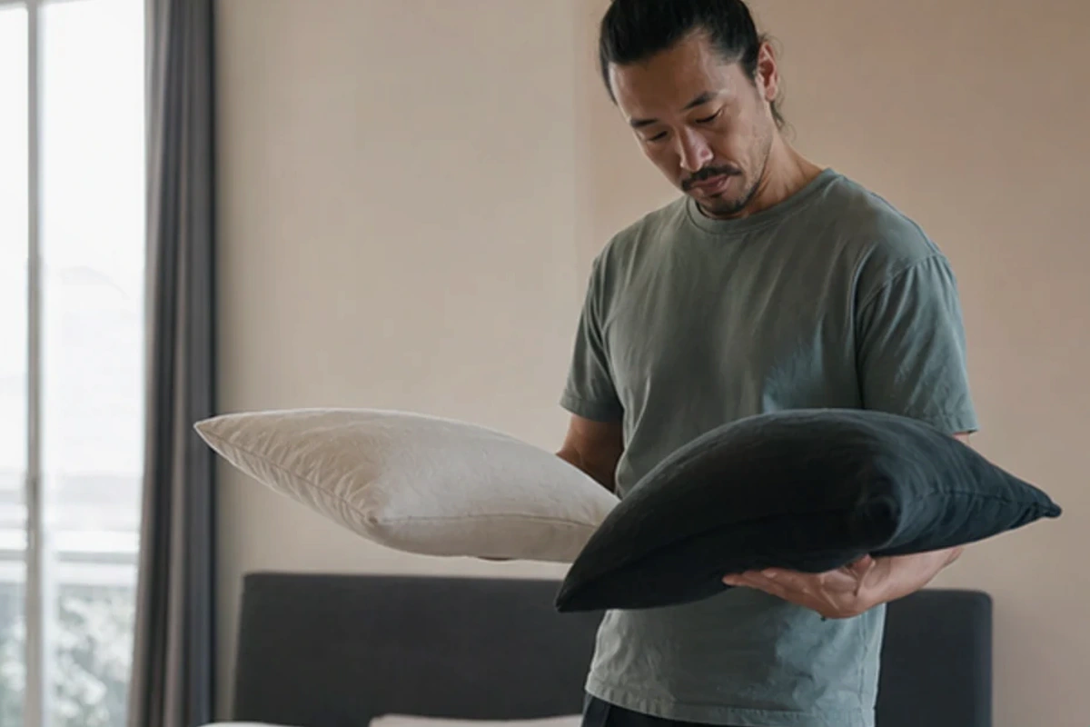 Authentischer Handgriff im Schlafalltag zu Powernap Übungen mit Blick auf Rhythmus