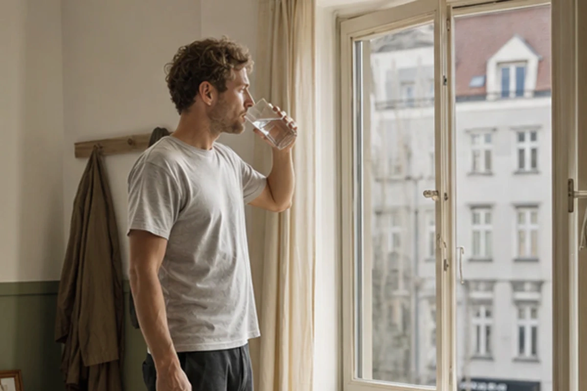 Authentischer Handgriff im Schlafalltag zu Schlafhygiene Routine mit Blick auf Rhythmus