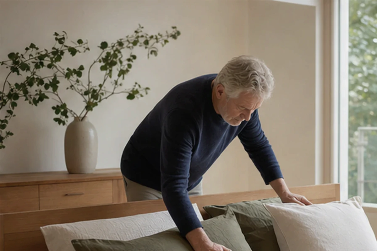 Ruhiger Alltagsmoment zum Ratgeber Memory-Foam-Schlafmaske für leichte Personen nach einer bewussten Entscheidung rund um Körpergewicht