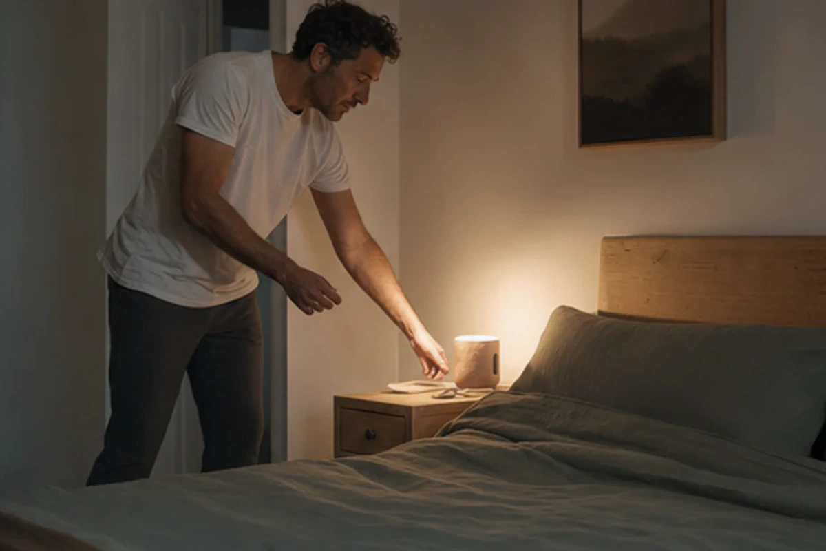 Authentischer Handgriff im Schlafalltag zu Amazfit Schlaftracking Premium mit Blick auf Messmethode