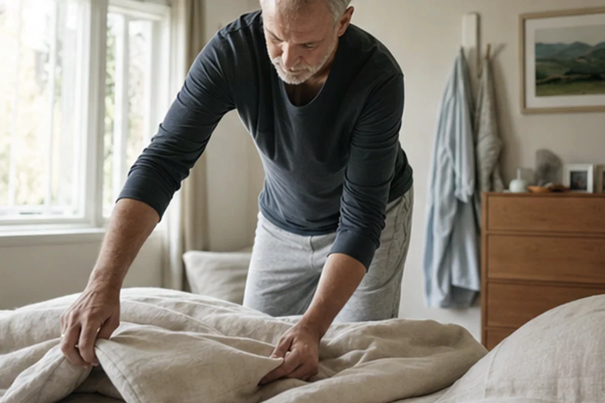 Authentischer Handgriff im Schlafalltag zu allergikerfreundliches Schlafzimmer Test und Kriterien mit Blick auf Temperatur