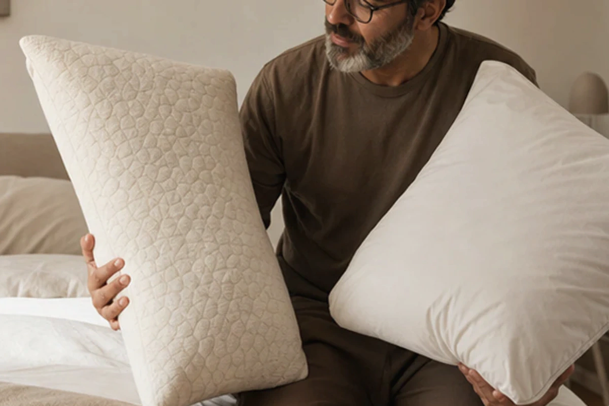 Authentischer Handgriff im Schlafalltag zu Boxspringbett Premium mit Blick auf Liegehöhe