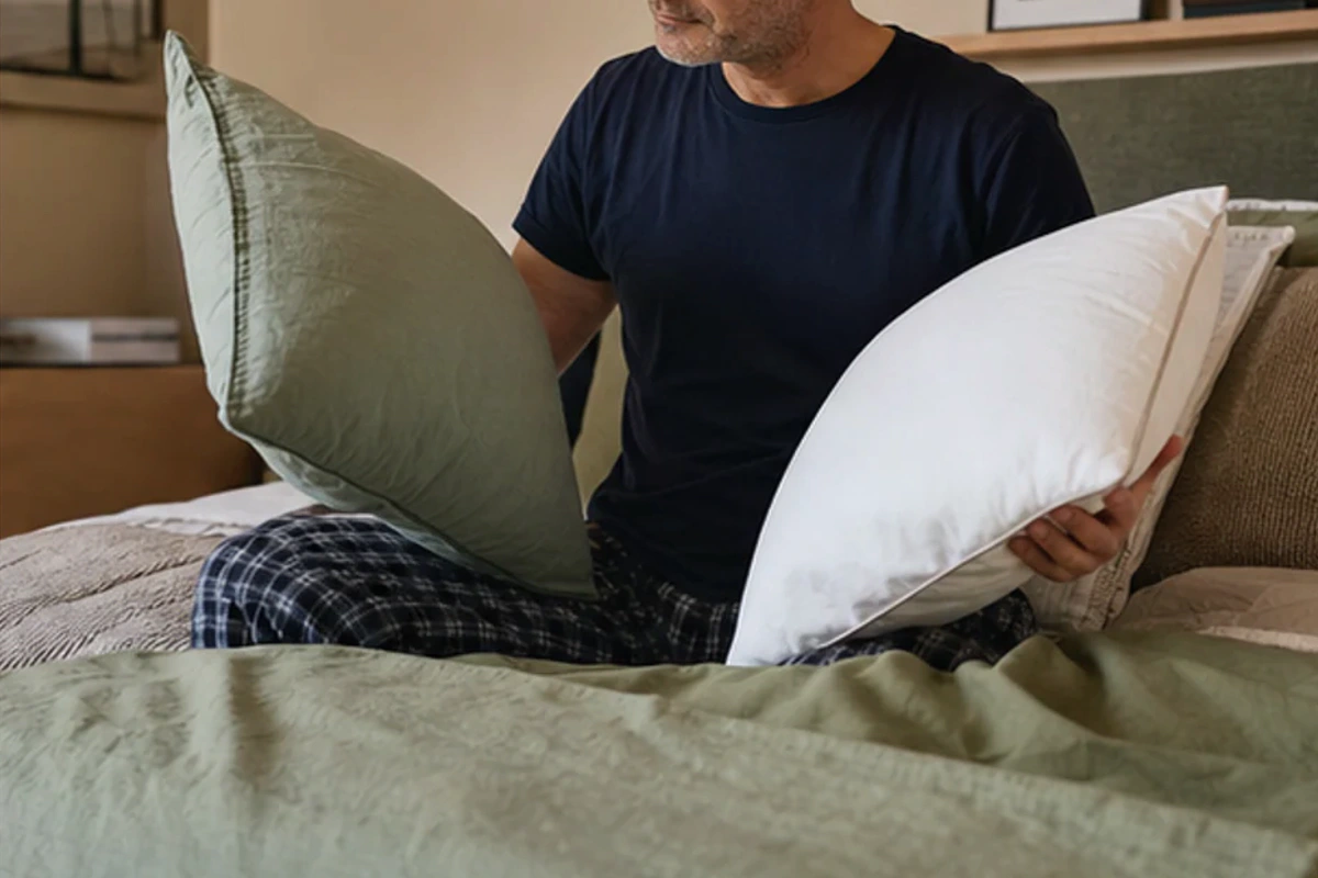 Authentischer Handgriff im Schlafalltag zu Boxspringbett Vor- und Nachteile mit Blick auf Liegehöhe