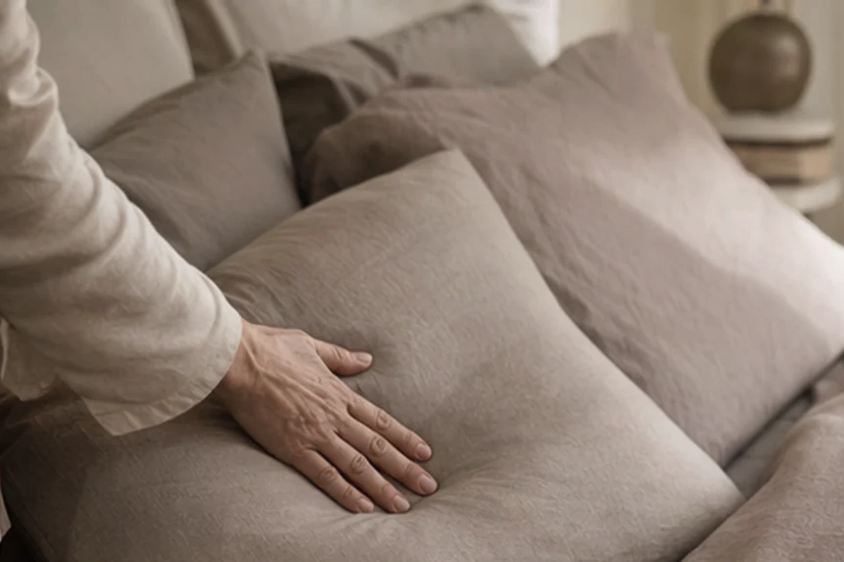 Authentischer Handgriff im Schlafalltag zu Futonbett Vergleich mit Blick auf Liegehöhe
