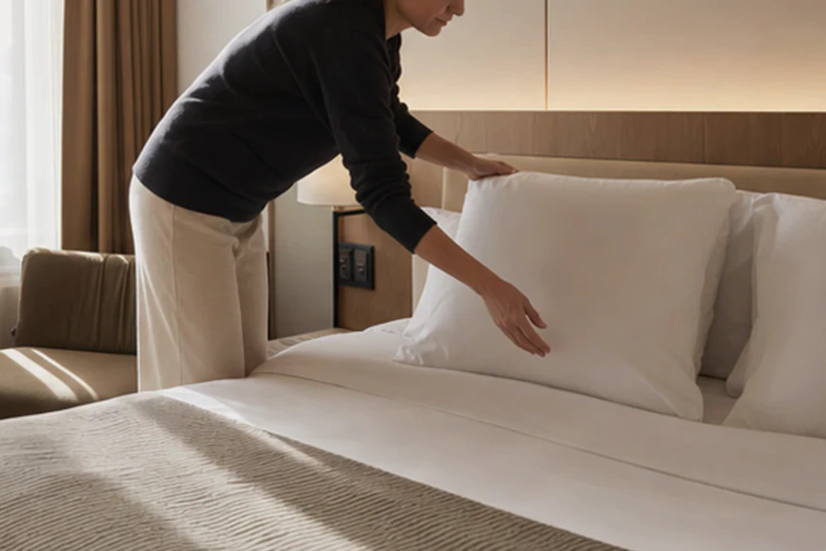 Authentischer Handgriff im Schlafalltag zu Metallbett Alternativen mit Blick auf Liegehöhe