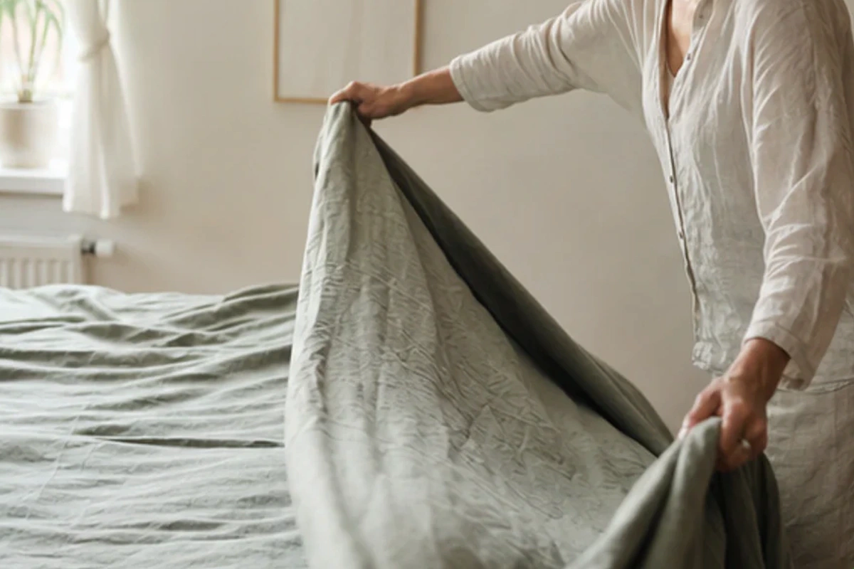 Authentischer Handgriff im Schlafalltag zu Metallbett Test und Kriterien mit Blick auf Liegehöhe