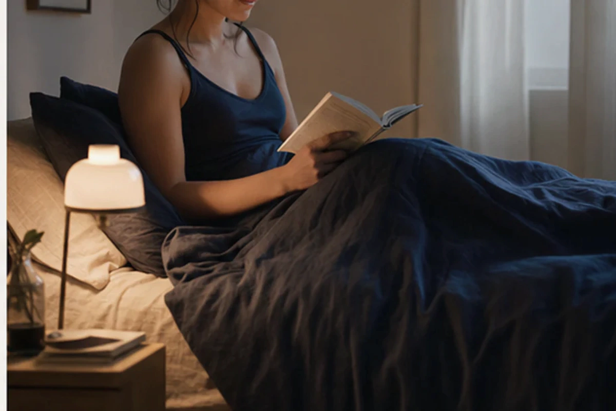 Authentischer Handgriff im Schlafalltag zu Stauraumbett Premium mit Blick auf Liegehöhe