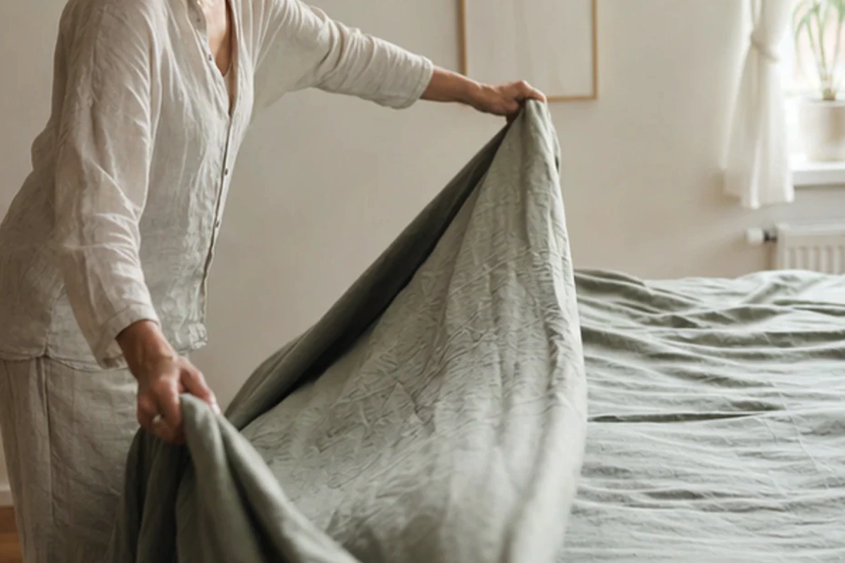 Authentischer Handgriff im Schlafalltag zu Wasserbett Test und Kriterien mit Blick auf Liegehöhe