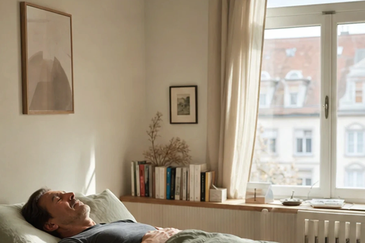 Authentischer Handgriff im Schlafalltag zu minimalistisches Schlafzimmer Vergleich mit Blick auf Temperatur
