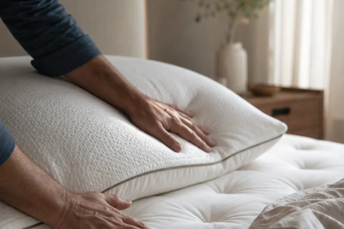 Authentischer Handgriff im Schlafalltag zu Schlafzimmer Beleuchtung senken mit Blick auf Temperatur