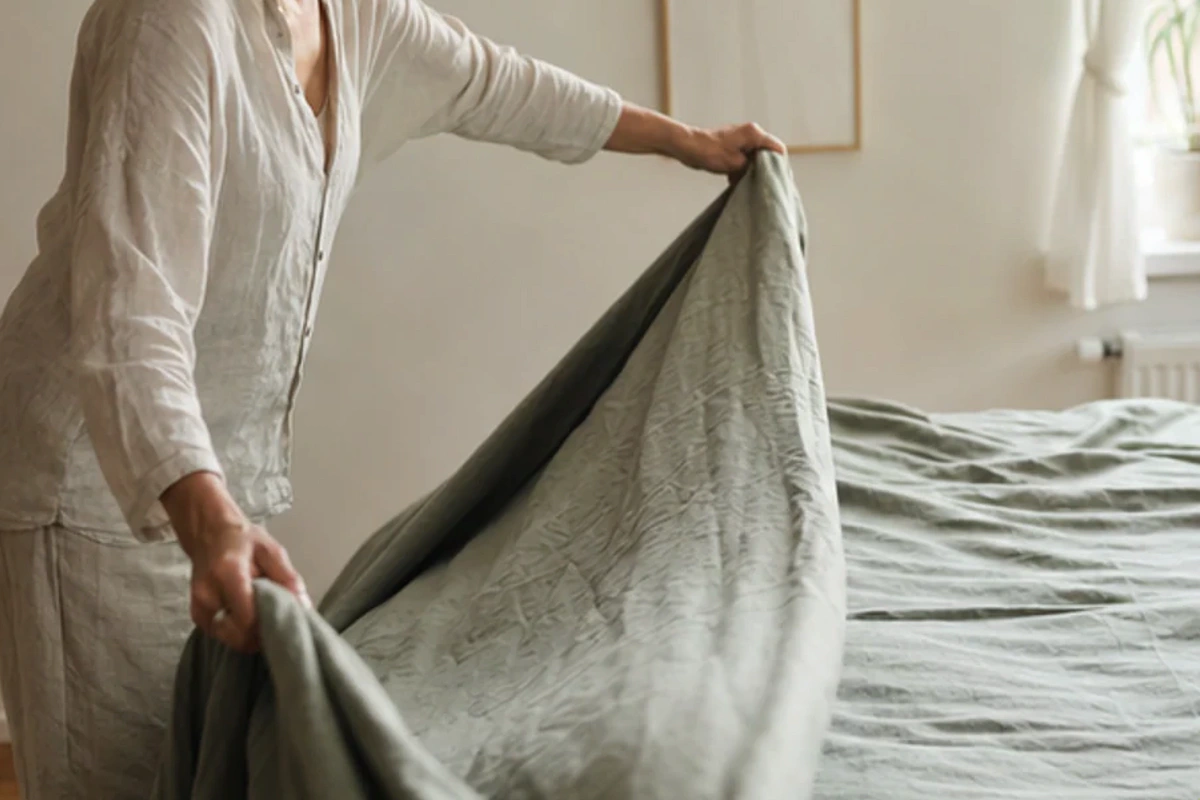 Authentischer Handgriff im Schlafalltag zu Schlafzimmer Farben Übungen mit Blick auf Temperatur