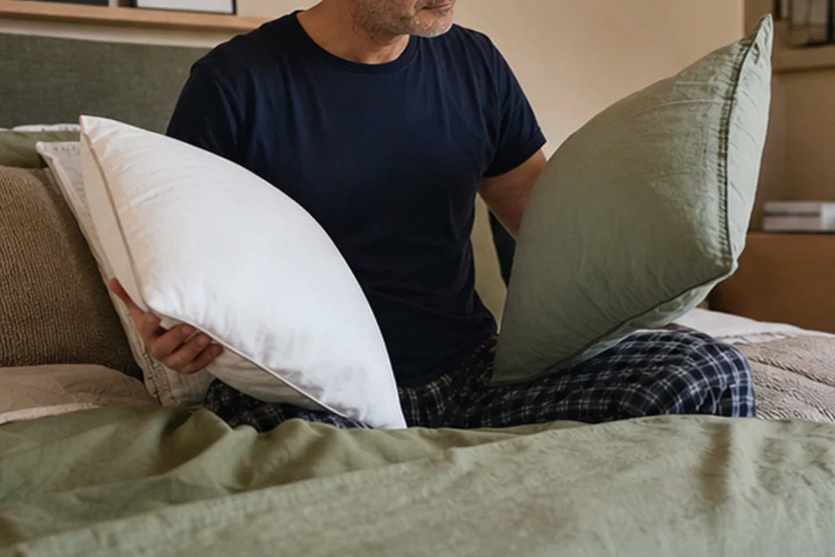 Authentischer Handgriff im Schlafalltag zu Schlafzimmer Farben Vergleich mit Blick auf Temperatur